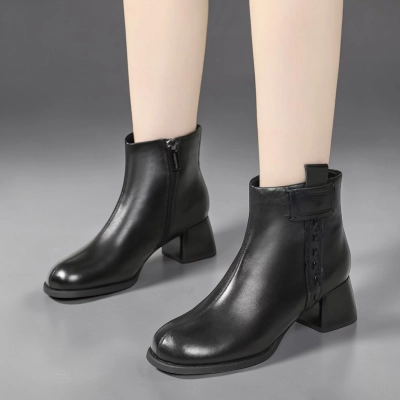 Полусапоги женские натуральная кожа черные GD171-1