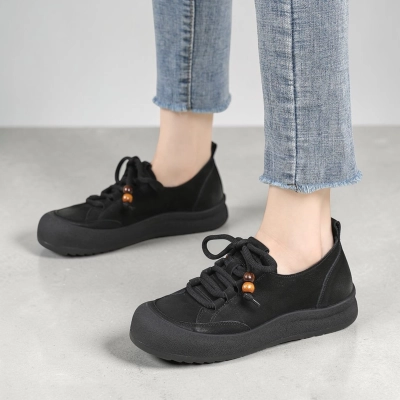 Полуботинки женские натуральная кожа черные YD155-2