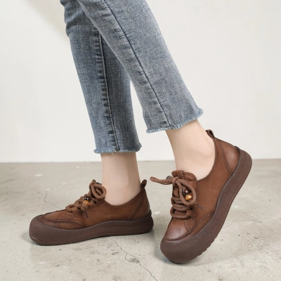 Полуботинки женские натуральная кожа коричневые YD155-3