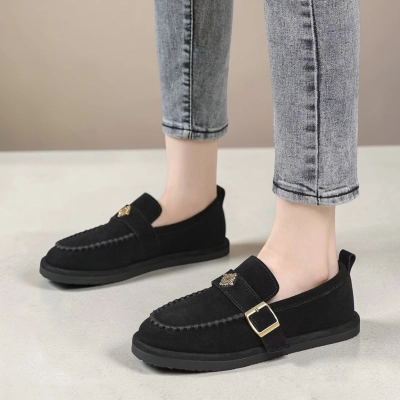 Полуботинки женские натуральная кожа черные YD285-2