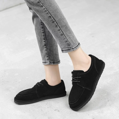 Полуботинки женские натуральная замша черные YD300-2