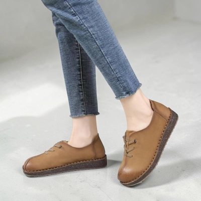 Полуботинки женские натуральная кожа коричневые YD156-2