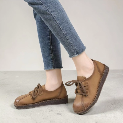 Полуботинки женские натуральная кожа коричневые YD157-2