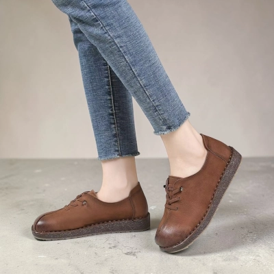 Полуботинки женские натуральная кожа шоколадные YD156-1