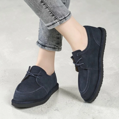 Лоферы женские натуральная замша синие YD300-3