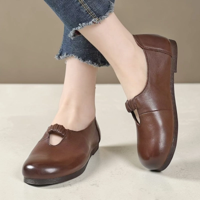 Туфли женские натуральная кожа школадные YD141-2