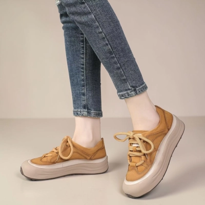 Полуботинки женские натуральная кожа рыжие YD194-4