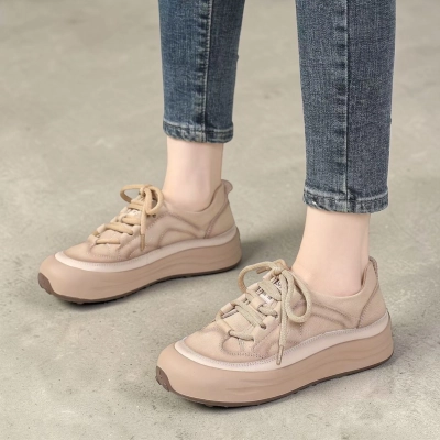 Полуботинки женские натуральная кожа бежевые YD194-3