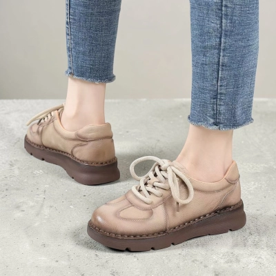 Полуботинки женские натуральная кожа бежевые YD159-5