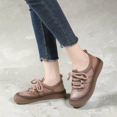 Полуботинки женские натуральная кожа какао YD134-4