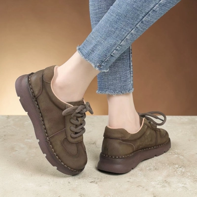 Полуботинки женские натуральная кожа коричневые YD159-4