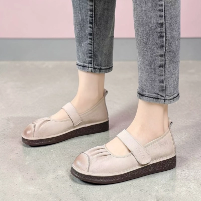 Туфли женские натуральная кожа бежевые YD215-2