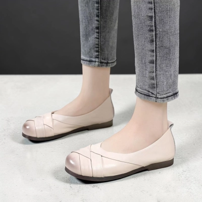 Туфли женские натуральная кожа бежевые YD140-2