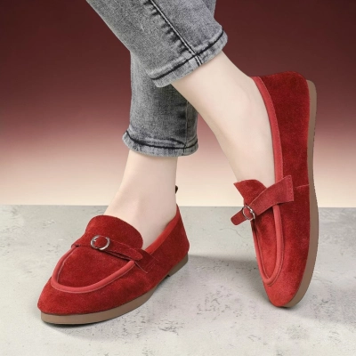 Лоферы женские натуральная замша бордовые MD506-4