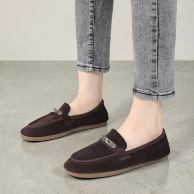 Лоферы женские натуральная замша шоколадные MD507-1