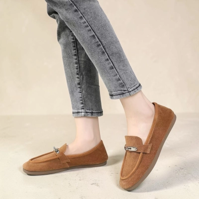 Лоферы женские натуральная замша коричневые MD507-4