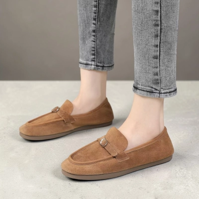 Лоферы женские натуральная замша коричневые MD506-1