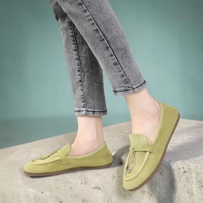 Лоферы женские натуральная замша горчичные MD508-4