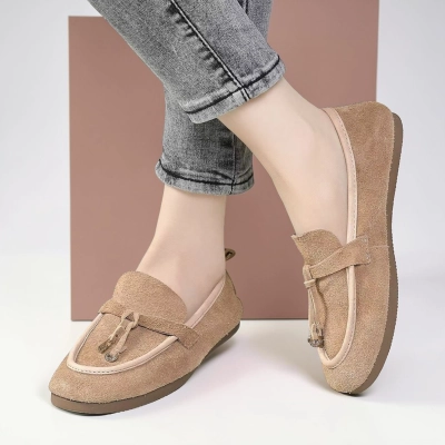 Лоферы женские натуральная замша бежевые MD508-2