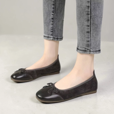 Балетки женские натуральная кожа и замша черные MD372-1