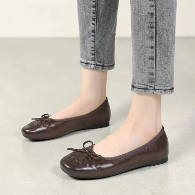 Балетки женские натуральная кожа шоколадные MD370-1