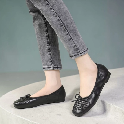 Балетки женские натуральная кожа черные MD370-3