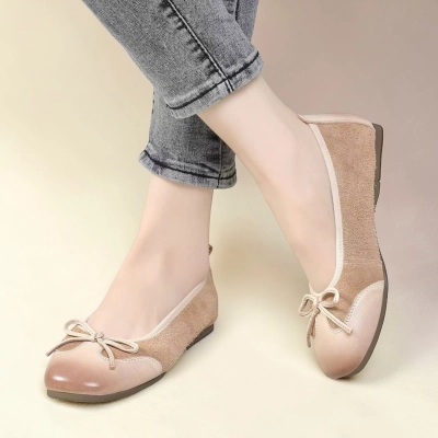 Балетки женские натуральная кожа и замша бежевые MD372-2