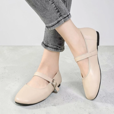 Туфли женские натуральная кожа бежевые MD371-1