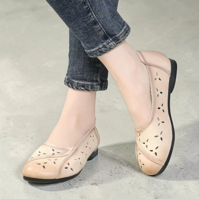 Туфли женские натуральная кожа бежевые MD390-1