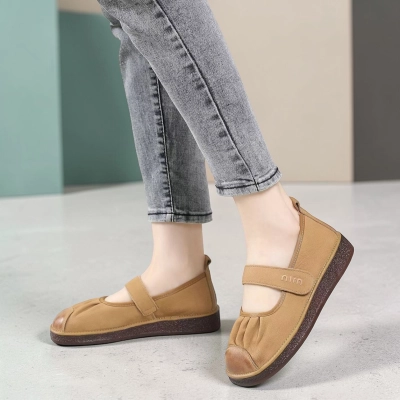 Туфли женские натуральная кожа горчичные YD215-3