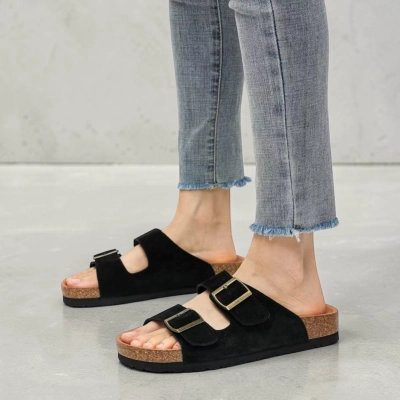 Мюли женские на лето натуральная замша черные BL543-3