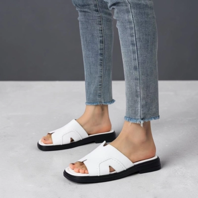 Мюли женские на лето натуральная кожа белые BL633-1