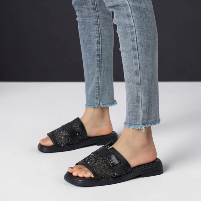 Мюли женские на лето натуральная кожа черные BL639-3