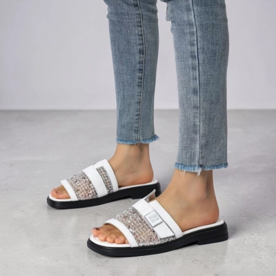 Мюли женские на лето натуральная кожа белые BL639-1