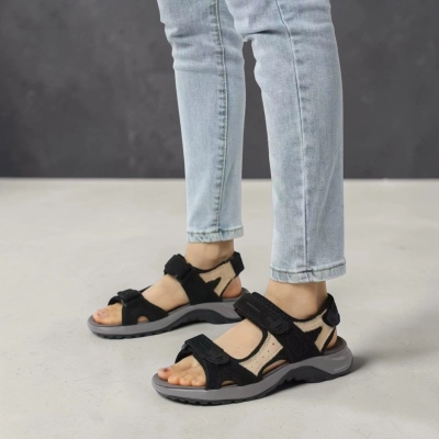 Сандалии женские на лето натуральная замша черные BL631-4