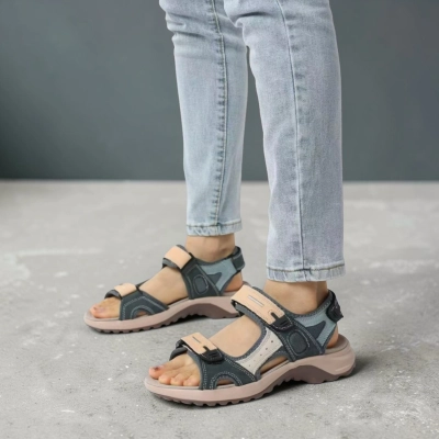 Сандалии женские на лето натуральная кожа серые BL631-6