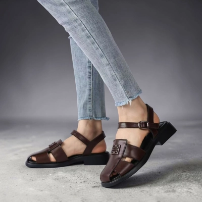 Босоножки женские на лето натуральная кожа шоколадные YL281-3