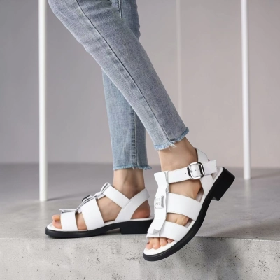 Босоножки женские на лето натуральная кожа белые YL223-1