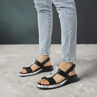 Босоножки женские на лето натуральная кожа черные BL638-2