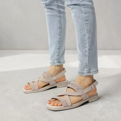 Босоножки женские на лето натуральная кожа бежевые BL644-2