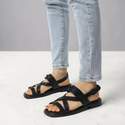 Босоножки женские на лето натуральная кожа черные BL644-3