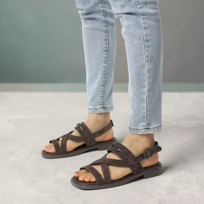 Босоножки женские на лето натуральная замша шоколадные BL644-15