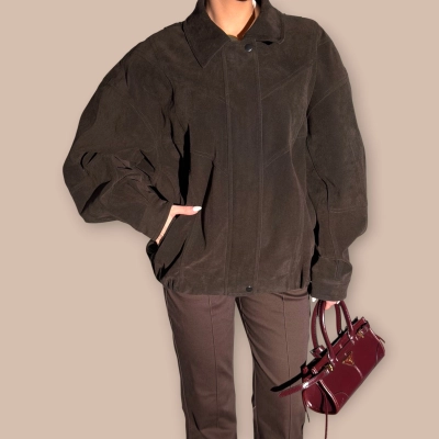 Замшевый бомбер шоколадный 5777 Замшевый бомбер шоколадный 5777