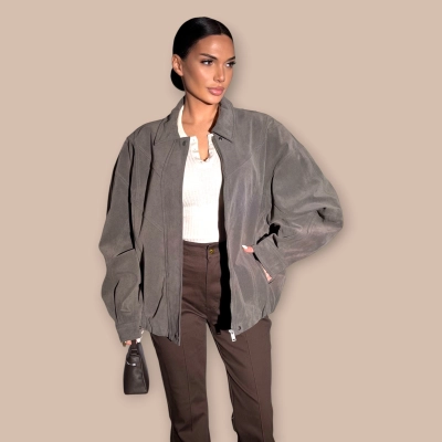 Замшевый бомбер серый 5777 Замшевый бомбер серый 5777