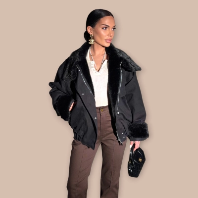 Парка с мехом черная 831 Парка с мехом черная 831