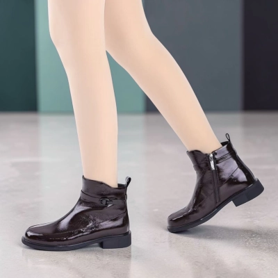 Полусапоги женские натуральная лак кожа черные K530-2