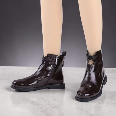 Полусапоги женские натуральная лак кожа черные K524-4