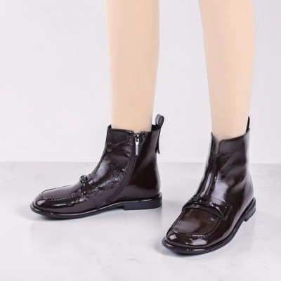 Полусапоги женские натуральная лак кожа черные K528-2