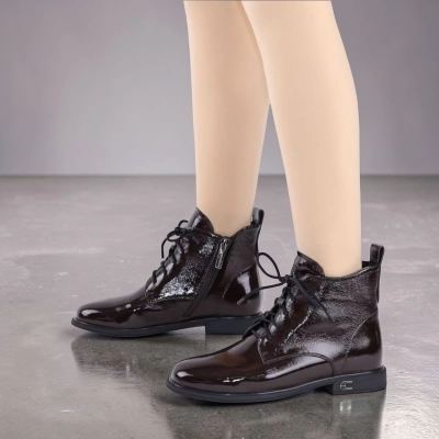 Полусапоги женские натуральная лак кожа шоколадные K531-2