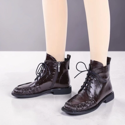 Полусапоги женские натуральная лак кожа шоколадные K521-3